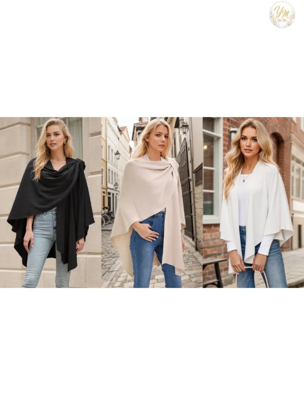 Elegant Cross Front Poncho Shawl Wrap Double Knit Stretchy Formal Cape